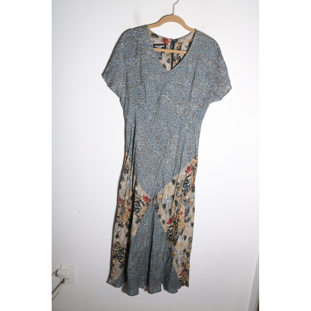Vintage 90s Saint Tropez West Floral Maxi Dress 12 Bias Cut Whimsy Cottagecore